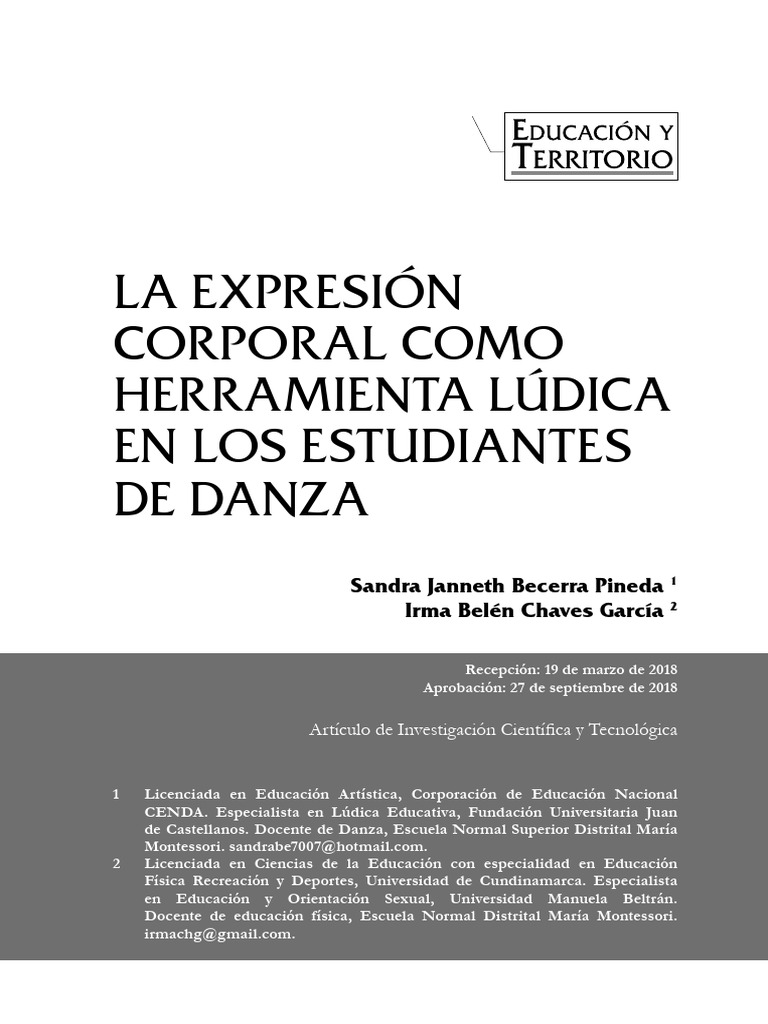 Expresión corporal lúdica en danza | PDF | Bailes | Las emociones