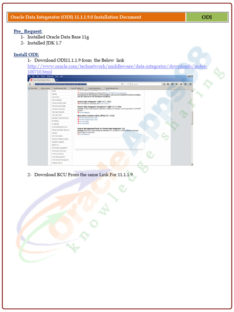 ODI 11.1.1.9.0 Installation Guide | PDF | Computing | Information Science