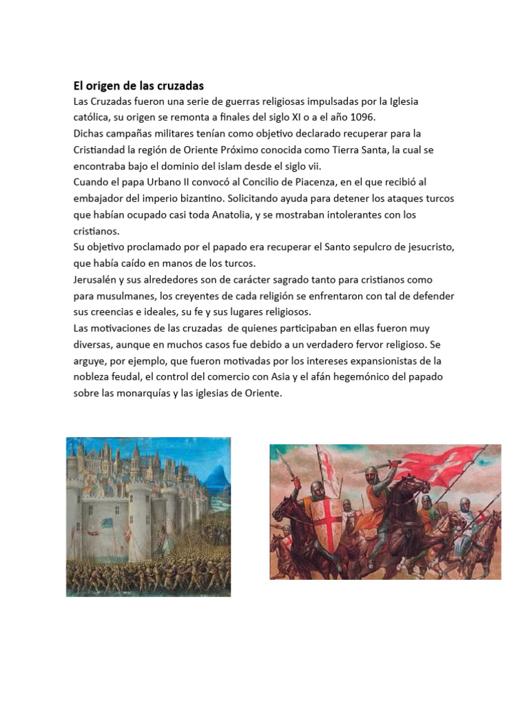 Origen y Desarrollo de las Cruzadas | PDF | Cruzadas | imperio Bizantino