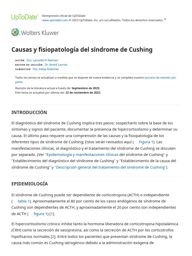 Causes and pathophysiology of Cushing syndrome UpToDate PDF