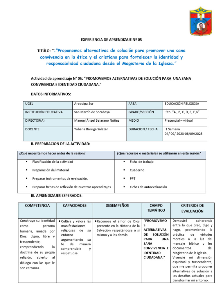 Actividad #5 para Quinto e La Eda 5 | PDF