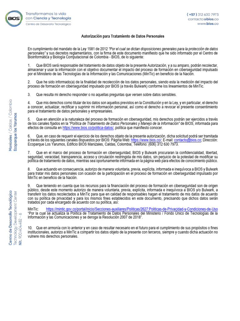 AUTORIZACIÓN TDP CIBERHUB | PDF | La seguridad informática | Seguridad