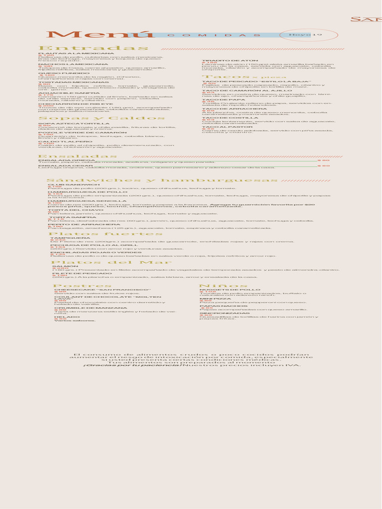 Menu Digital Comidas | PDF | Taco | ensalada