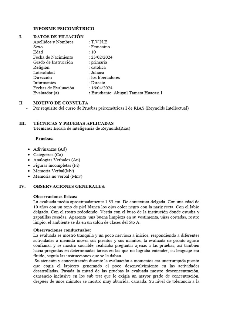 Informe Rias Modelo | PDF | Inteligencia | Cociente de inteligencia