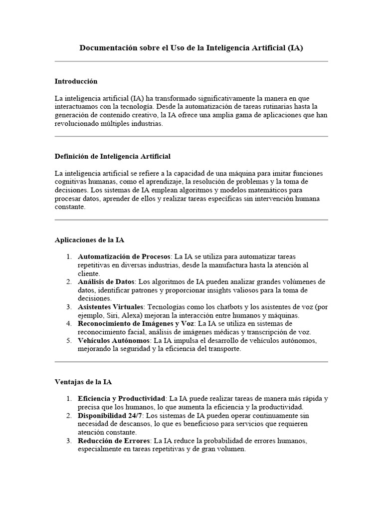 Documentación Sobre El Uso de La Inteligencia Artificial | PDF ...