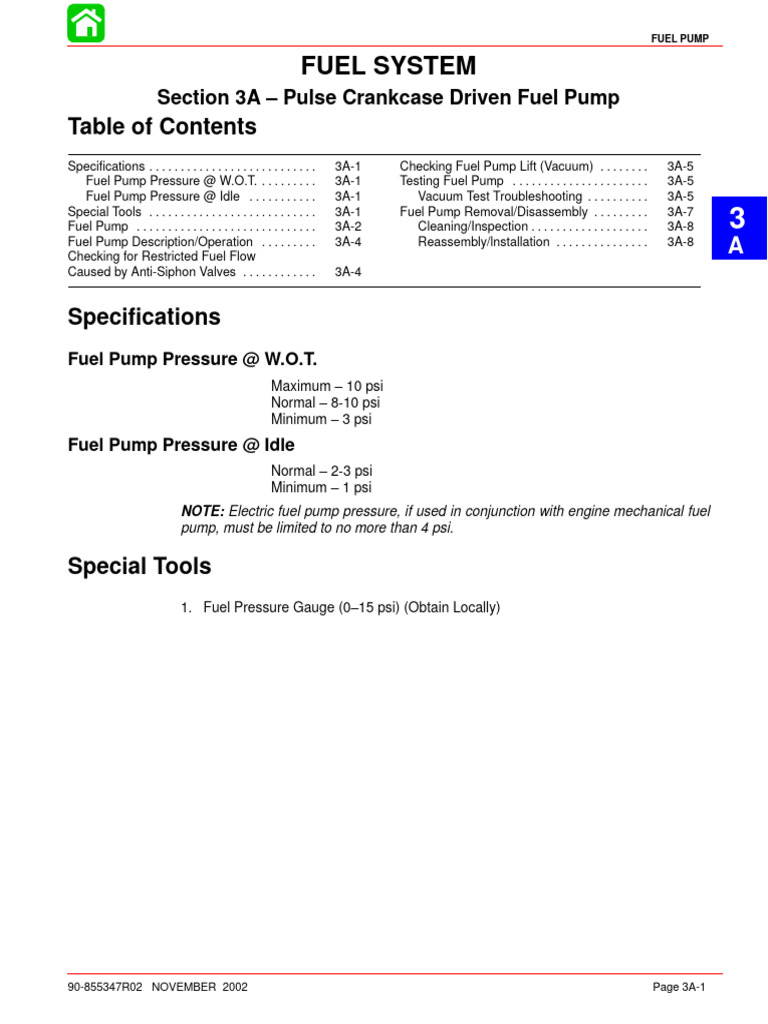 Fuel System Section 3A Pulse Crankcase
