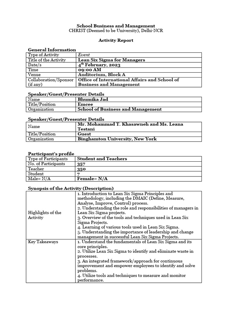 Lean Six Sigma Documentation | PDF | Six Sigma | Lean Manufacturing
