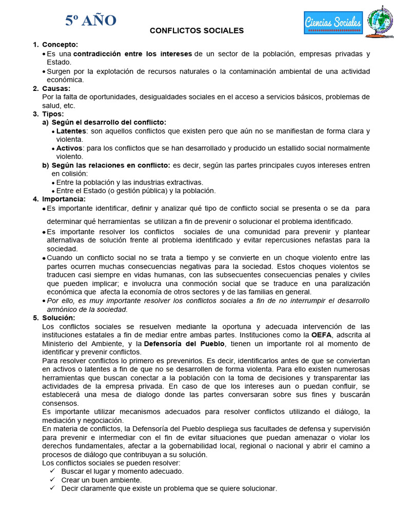 Conflictos Sociales en Perú: Causas y Soluciones | PDF | Conflicto ...