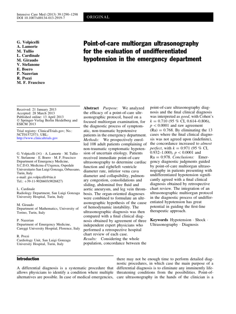 Pocus for evaluation of undiffereniated hypotension in ed new rush
