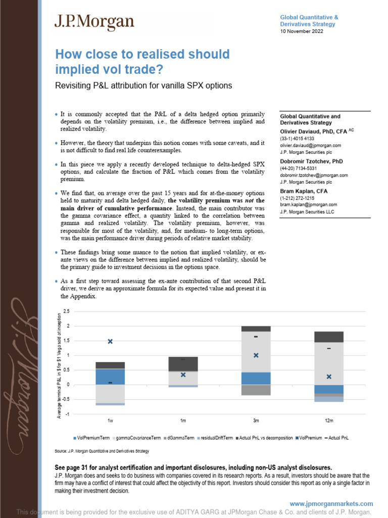 Rethinking P&L Attribution for SPX Options | PDF | Greeks (Finance) |  Option (Finance)