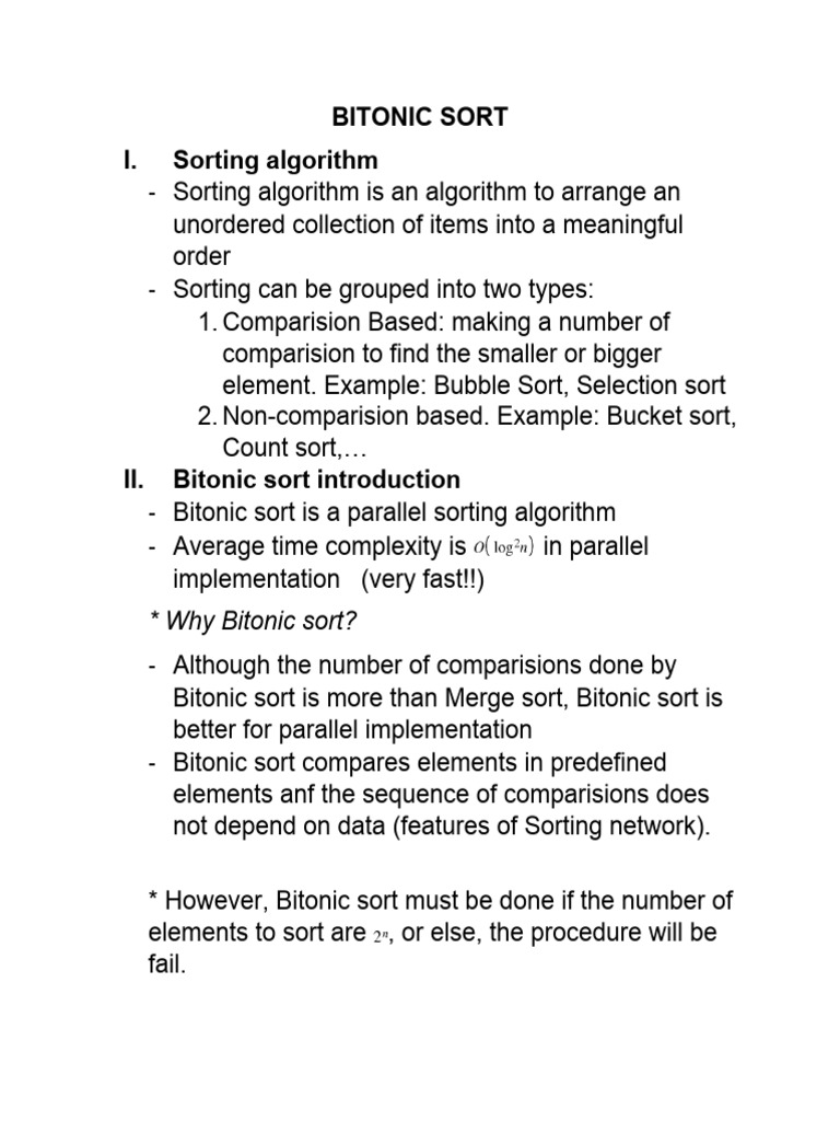 Parallel Bitonic Sort Explained | PDF | Computing | Algorithms And Data  Structures
