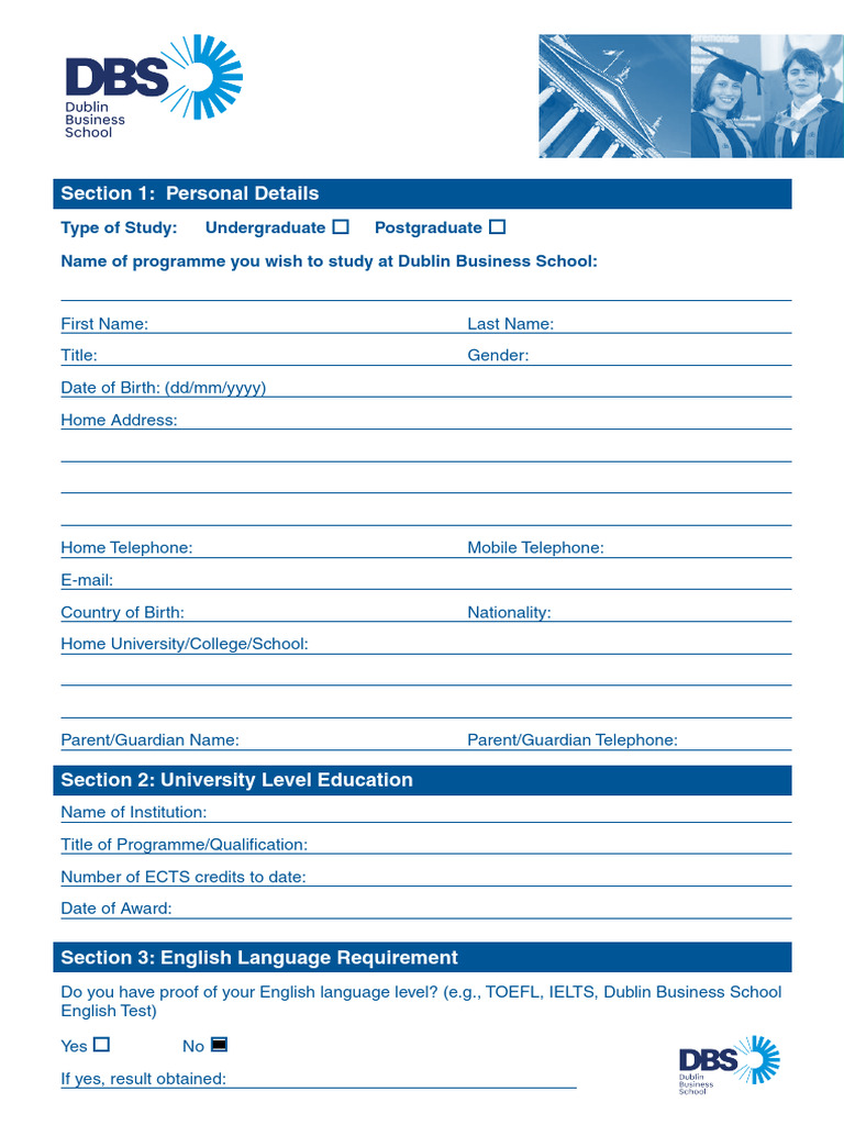 DBS European Partner Application Form | PDF | Postgraduate Education ...