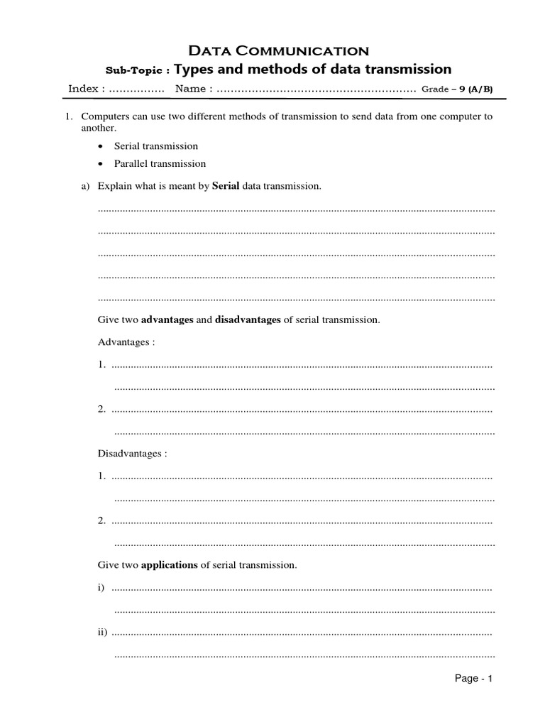 G-9 Data Transmission Types and Methods (12 Copies) | PDF | Duplex ...