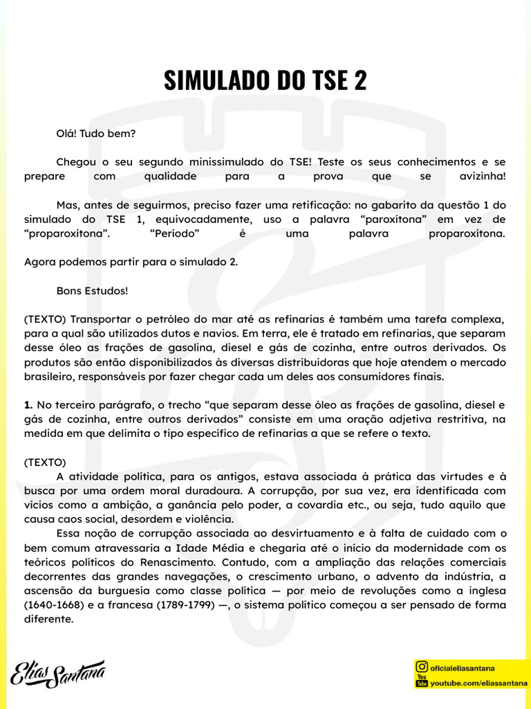 Simulado Do Tse 2 | PDF | Estudos de Línguas Estrangeiras