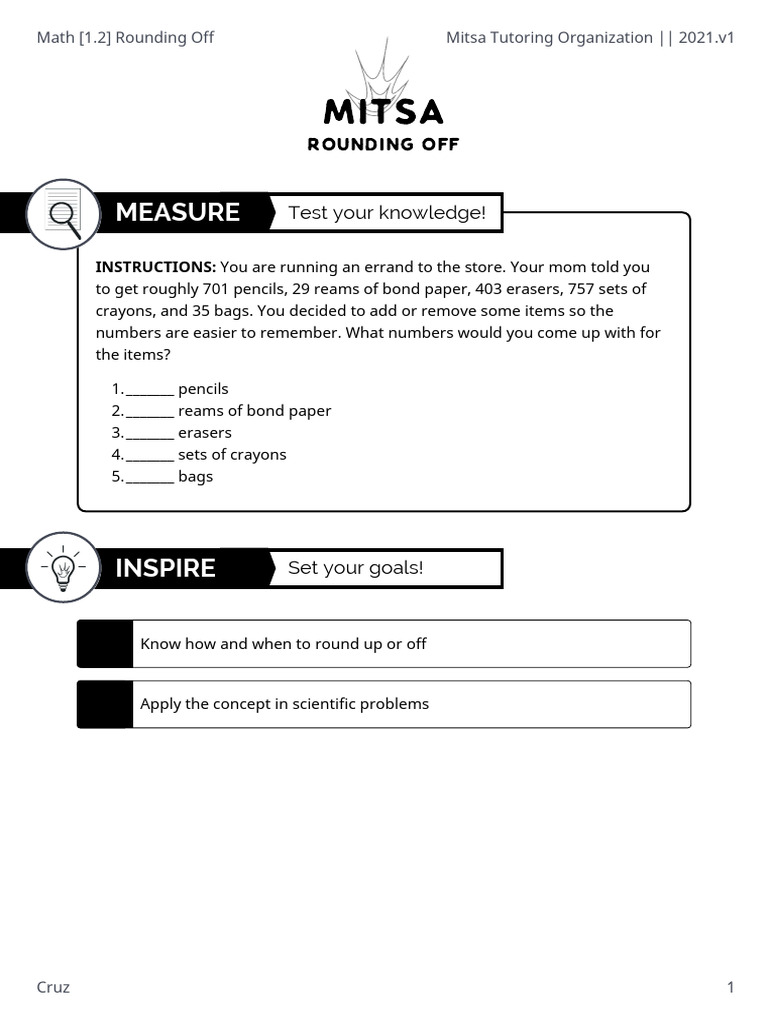 Math [1.2] Rounding Off | Download Free PDF | Numbers | Rounding