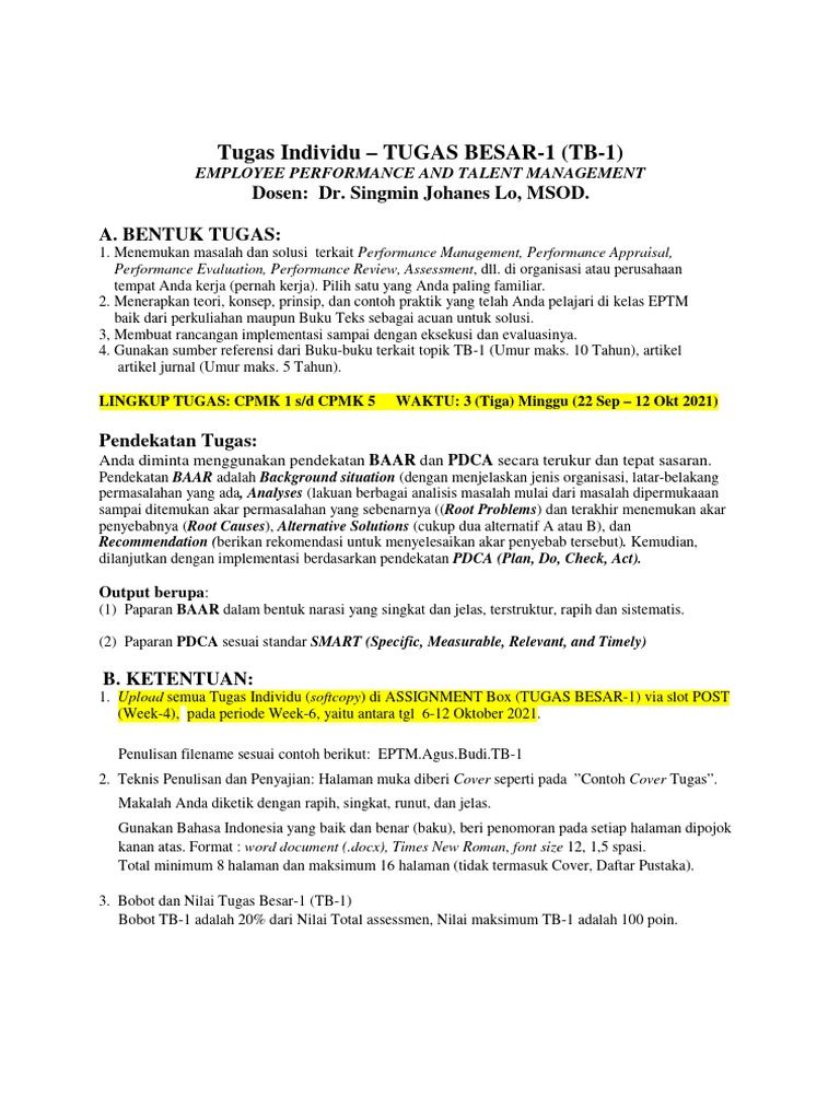 Handout Tugas Besar-1 (22 Sep. 2021) | PDF