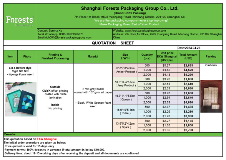 4.23-Quotation of Custom Lid & Bottom Style Gift Box + Insert | PDF ...