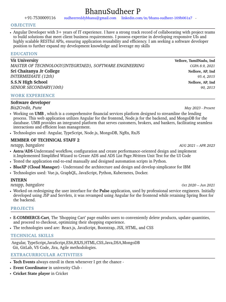 Angular Developer Resume Summary | PDF | Java Script | Application Software