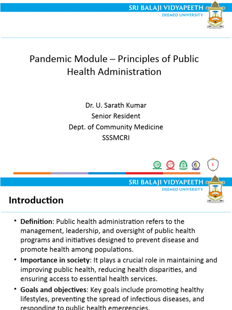 Pandemic module principles of public health administration pdf