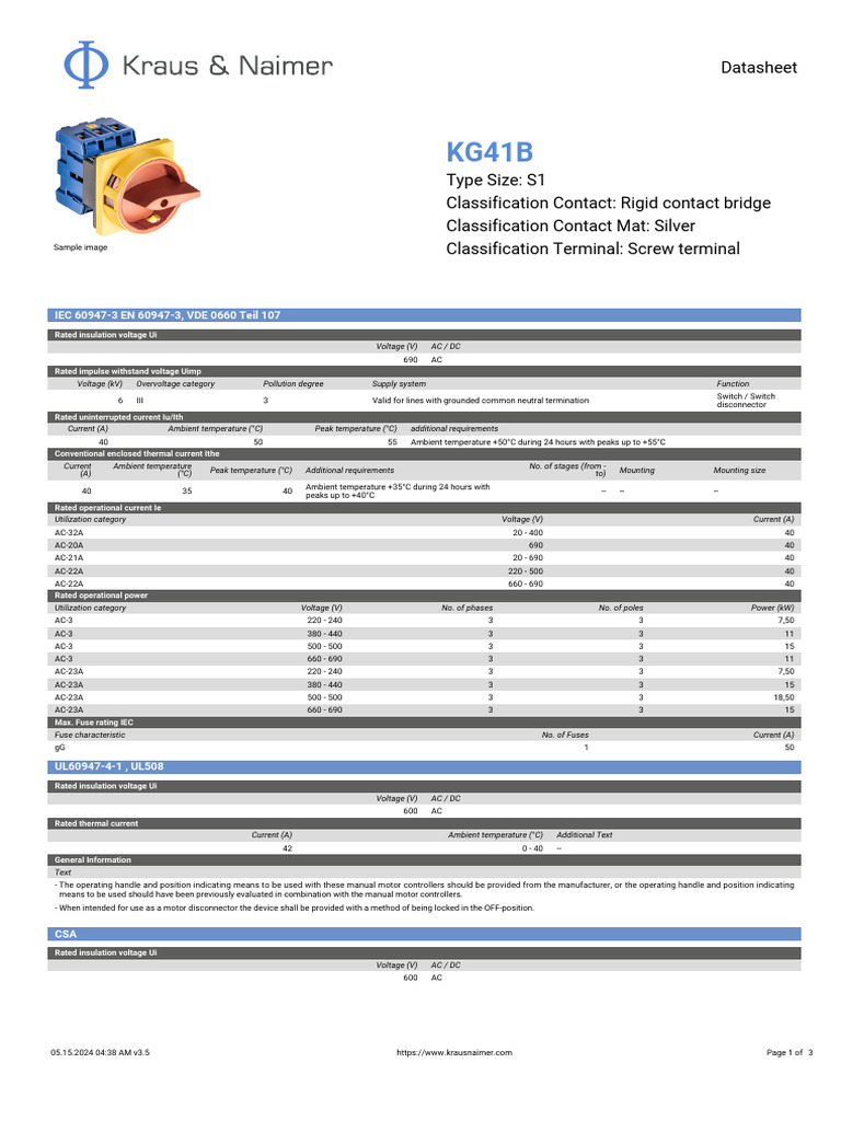 KG41B Rigid Contact Bridge Datasheet | PDF | Fuse (Electrical ...