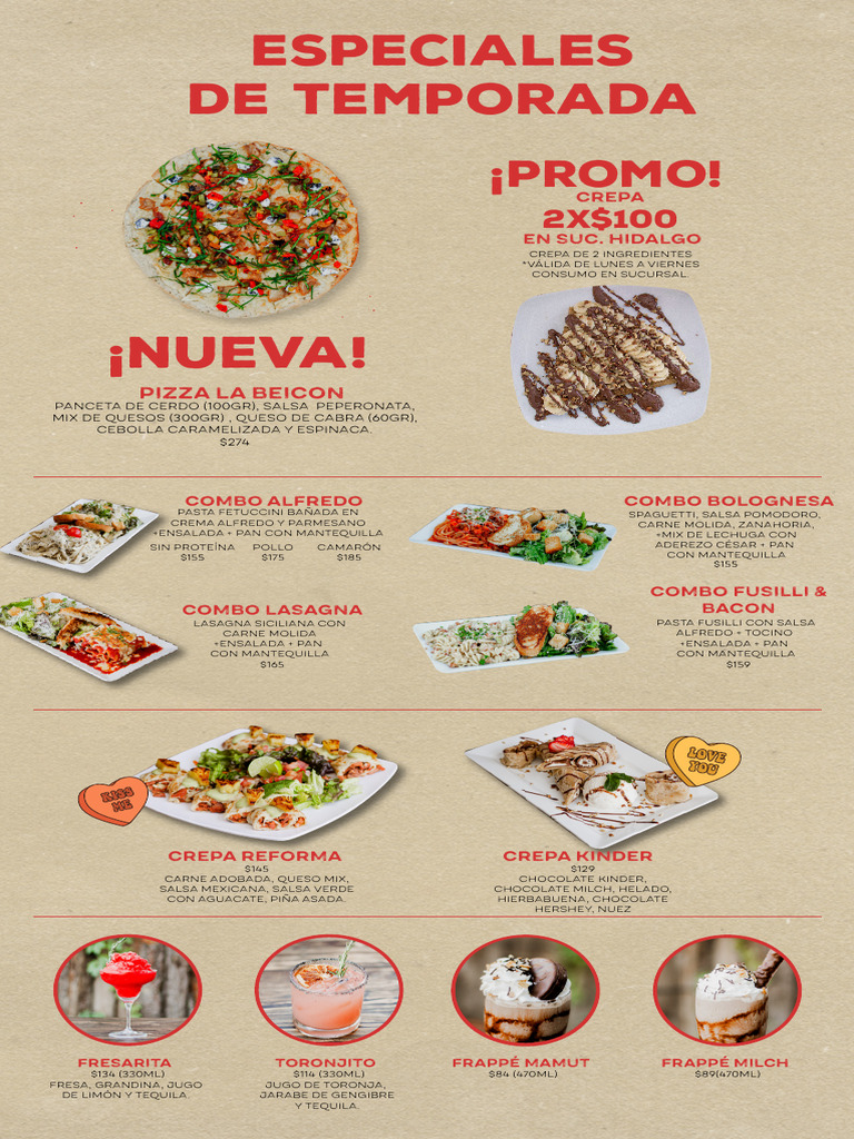 MenuÌ CuliacaÌ N | PDF | Tocino | Pizza
