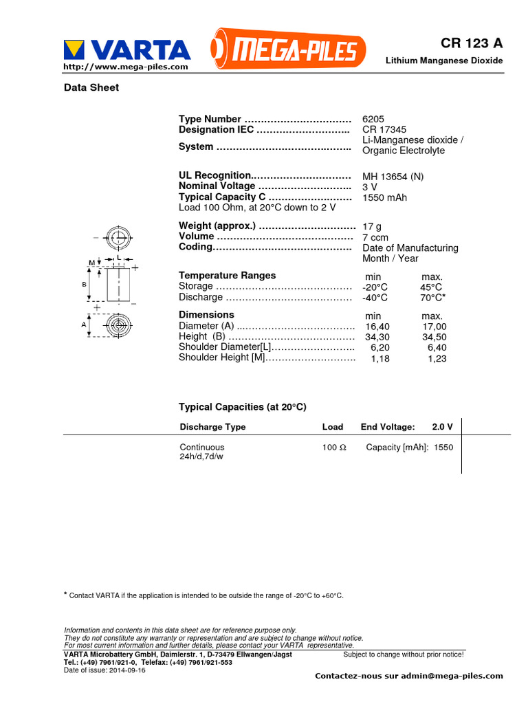 2x Panasonic Lithium-Batterien CR123A / CR17345 – 3V, 1450 MAh, Nicht Wiederaufladbar, Bis Zu 10 Jahre Lagerfähig