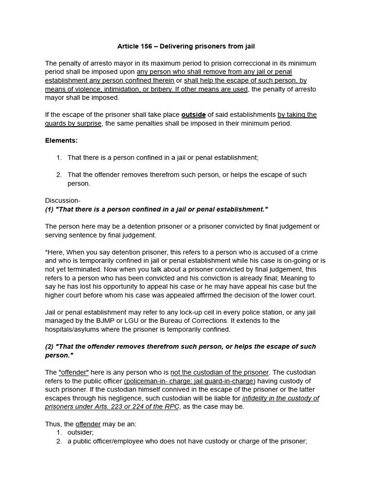 Prisoner escape penalties explained pdf prison detention