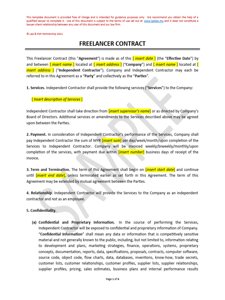Picture of Freelancer Contract | PDF | Indemnity | Proprietary Software