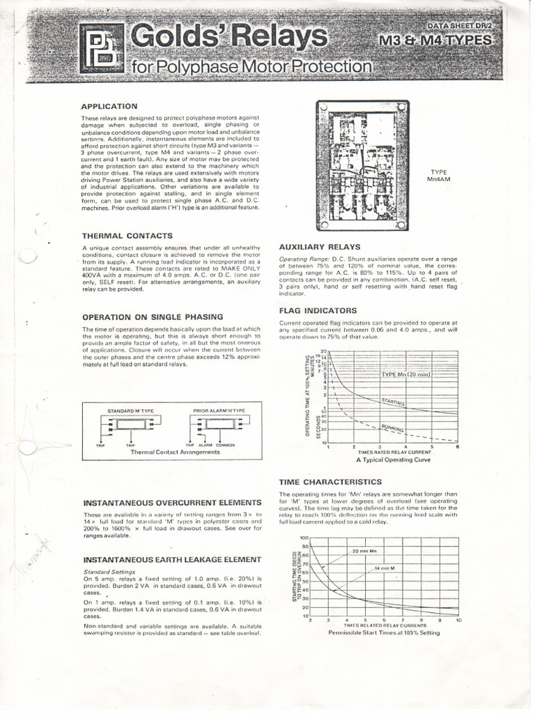 Polyphase Motor Prot. m3 & m4 - Golds Relay | PDF