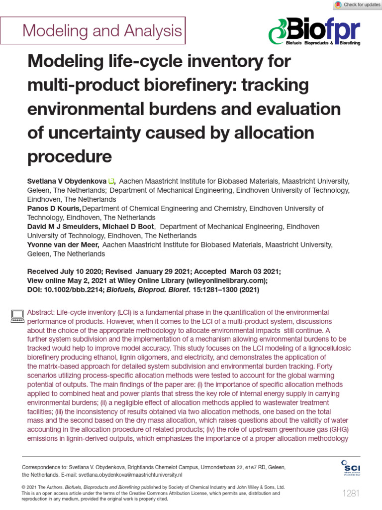 LCI Modeling for Multi-Product Biorefineries | PDF | Biorefinery | Life ...