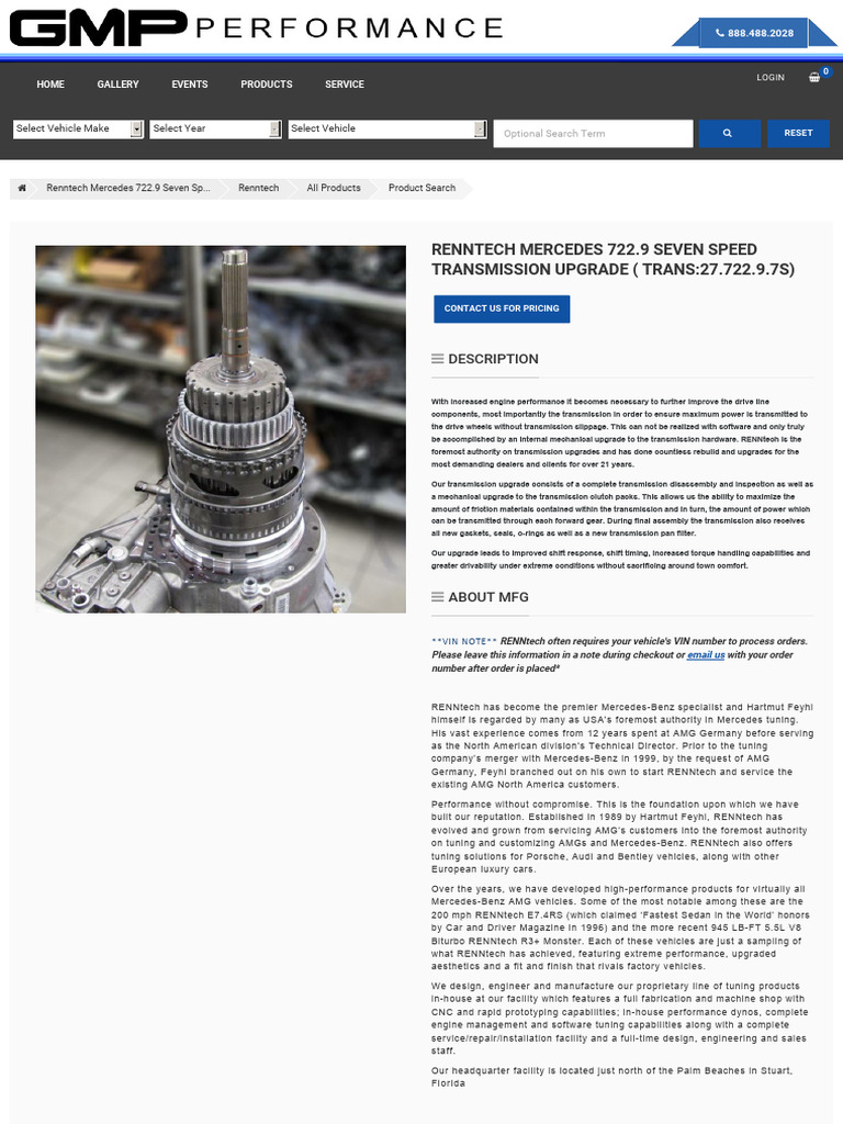 gmp performance renntech mercedes 722.9 seven speed transmission