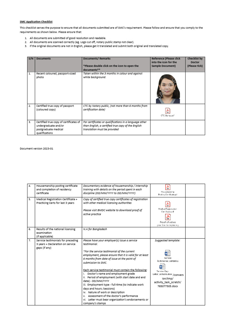 SMC Application Document Guide | PDF | Health Sciences | Medicine