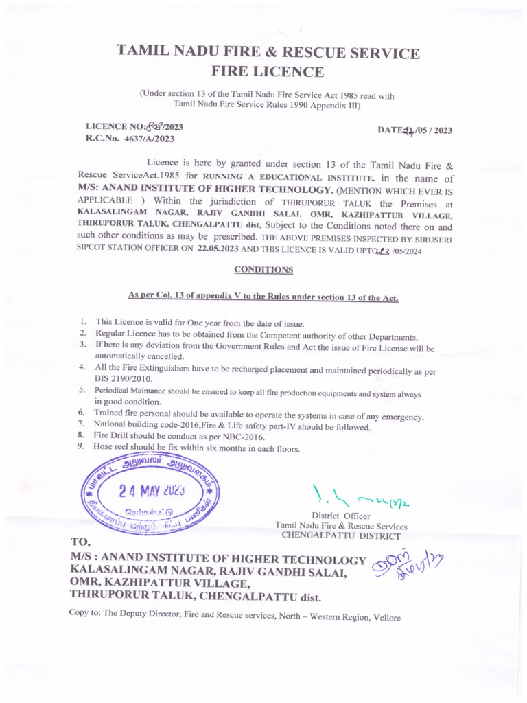 Fire Licence | PDF