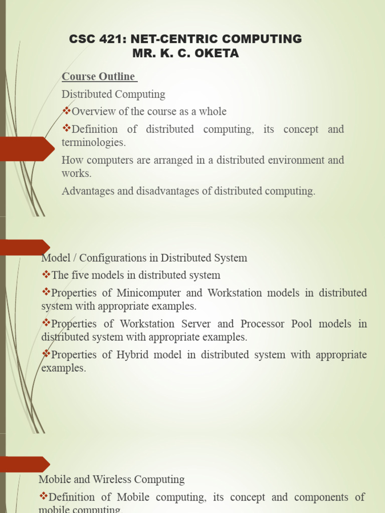 CSC 421 Course Outline and Introduction | PDF | Distributed Computing ...
