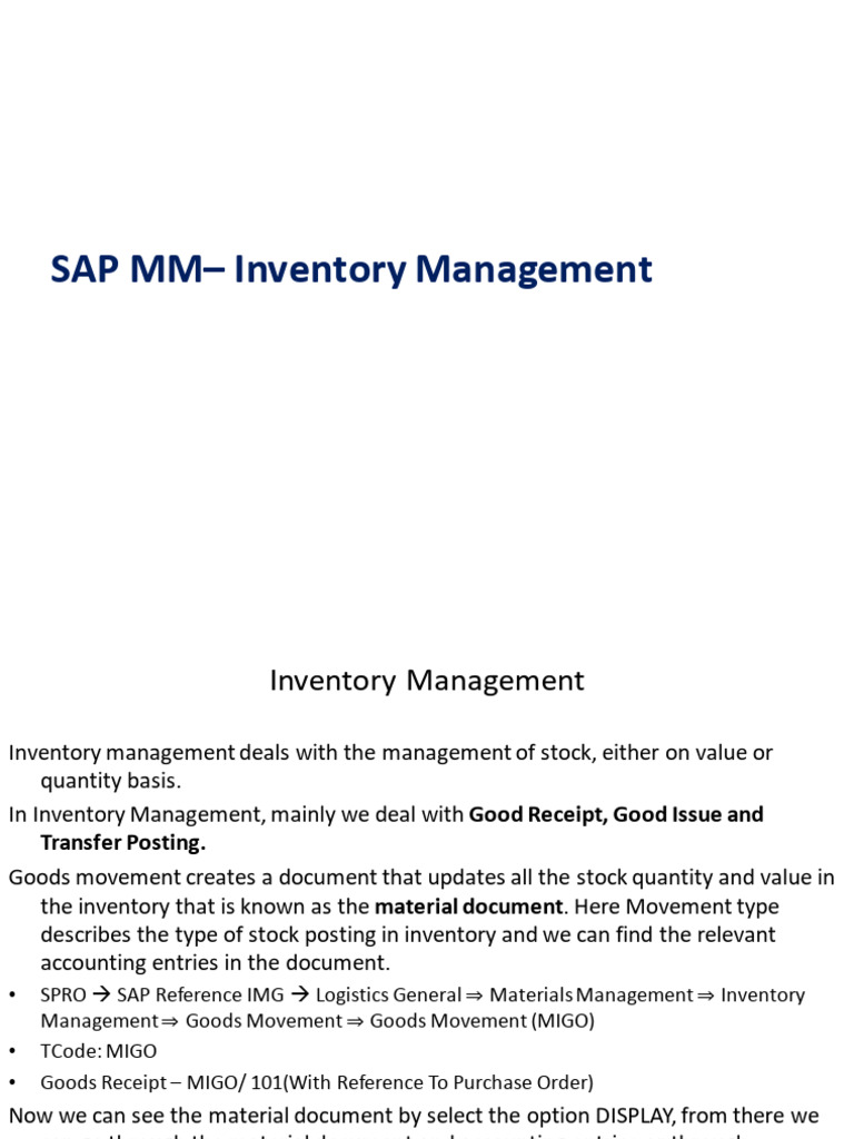 SAP MM Inventory Management Guide | PDF | Inventory | Computing