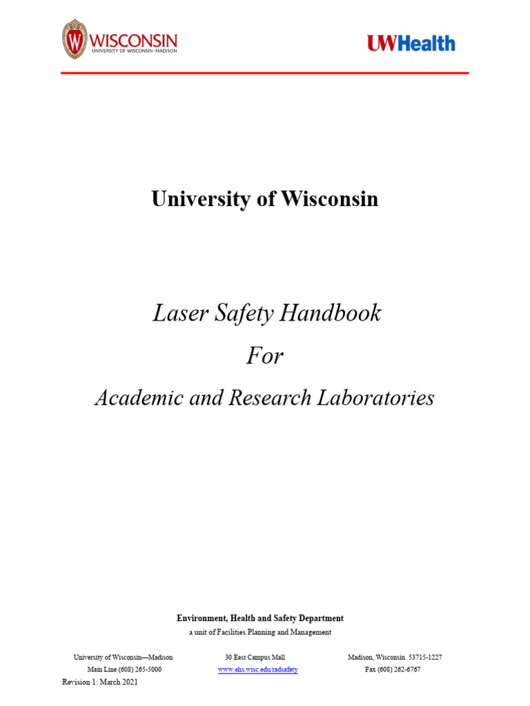 UW Madison Research Laser Safety Handbook | PDF | Laser | Optics