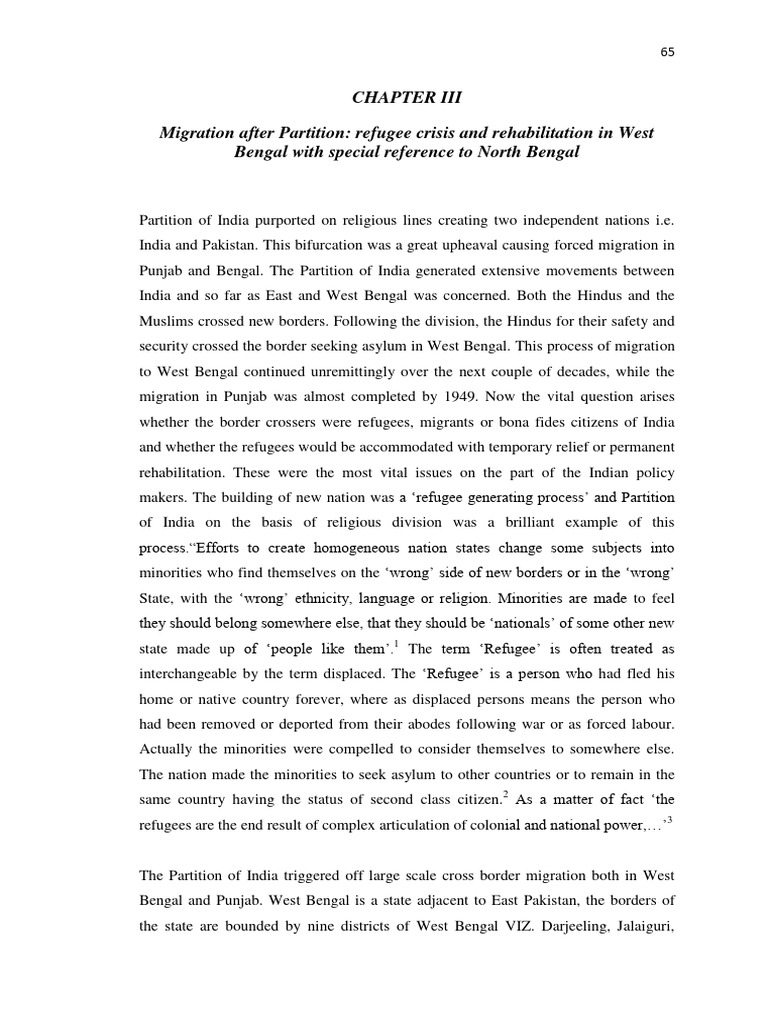 Refugee Crisis in West Bengal Post-Partition | PDF | Partition Of India ...