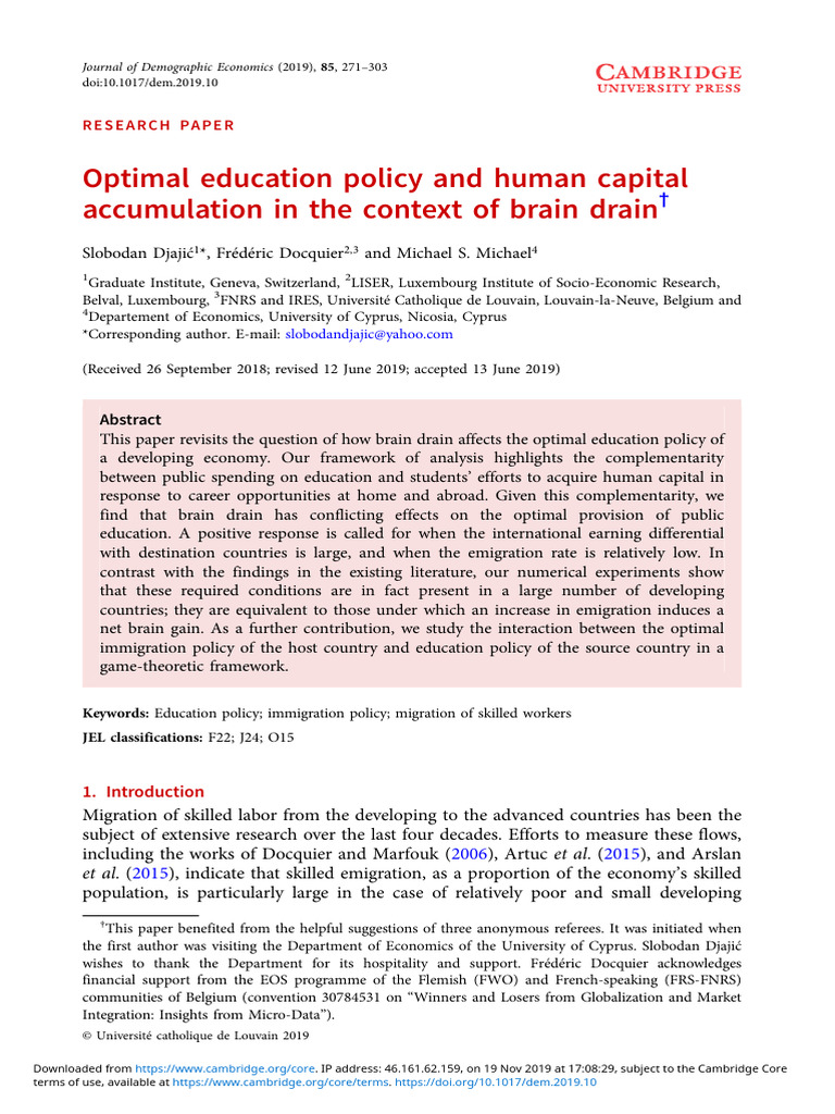 Education Policy and Brain Drain Impact | PDF | Immigration | Labour ...