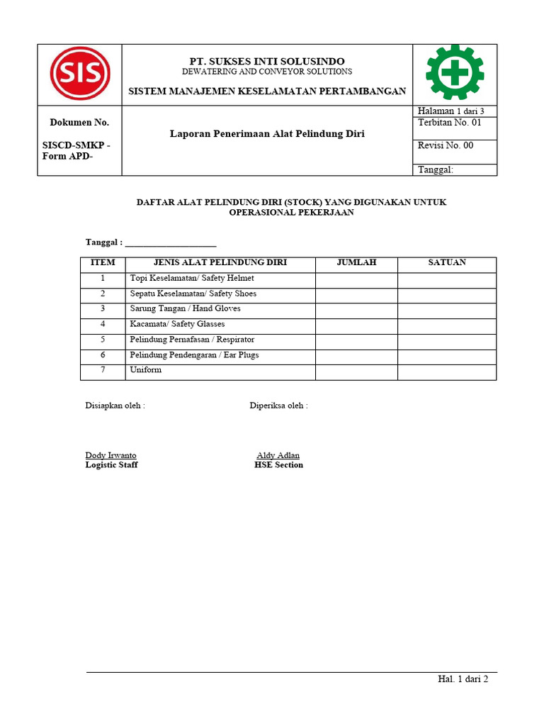 SIS-HSE-Form APD | PDF