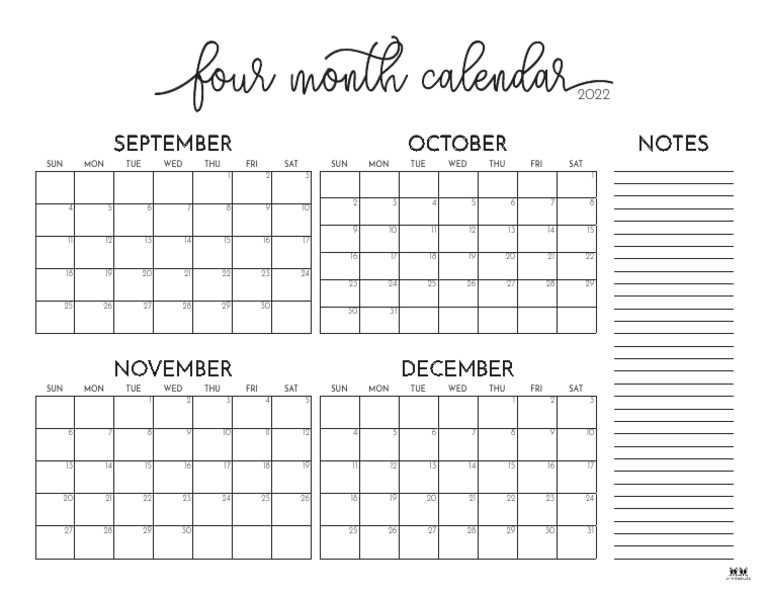 Four Month Calendar 6 PDF