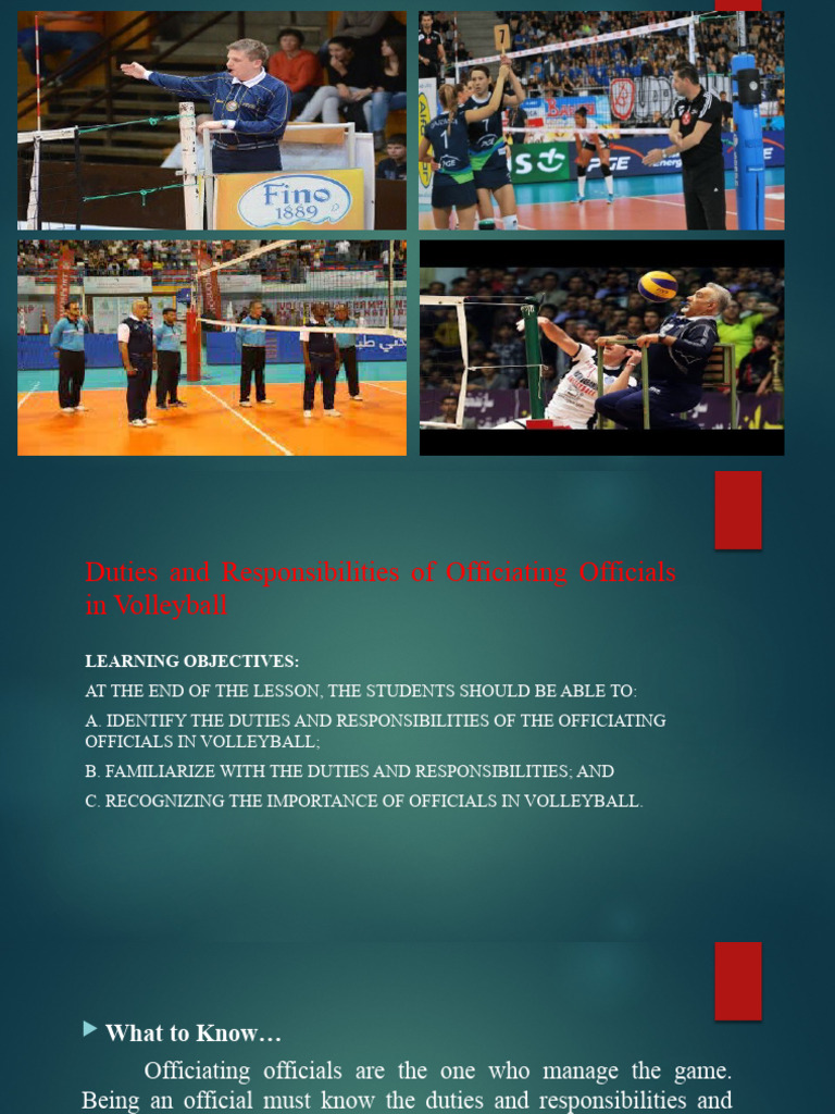 Duties and Responsibilities of 1st and 2nd Referee PDF Volleyball Athletic Sports