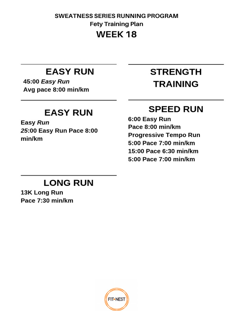 Week 18 Running Program Plan | PDF | Cooking, Food & Wine | Science ...