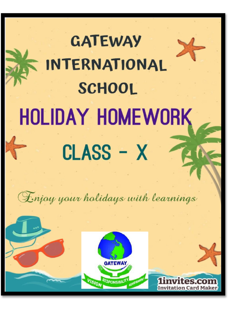 Holiday homework for class x pdf