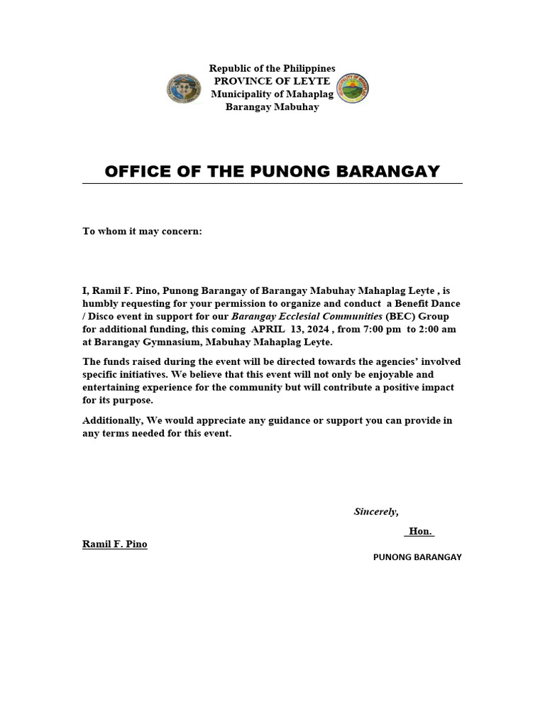Request for Disco Event Permit | PDF | Wellness