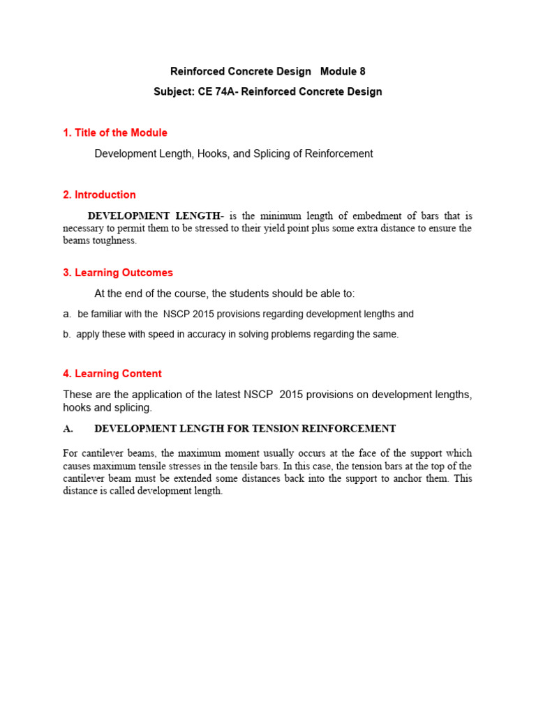 Development Lengths in Concrete Design | PDF | Reinforced Concrete ...