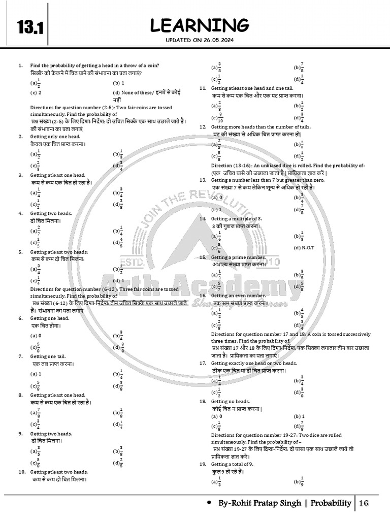 13.1. Probability (Learning) 16-23 | PDF