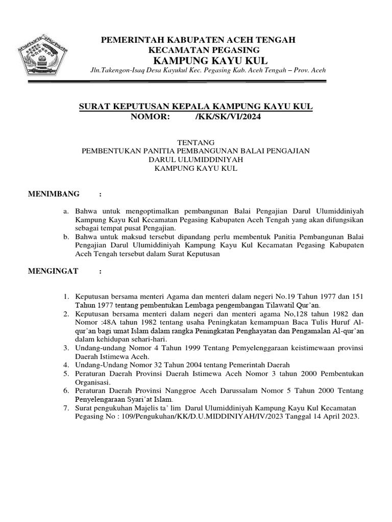 Draft Sk Panitia Pengajian Pdf