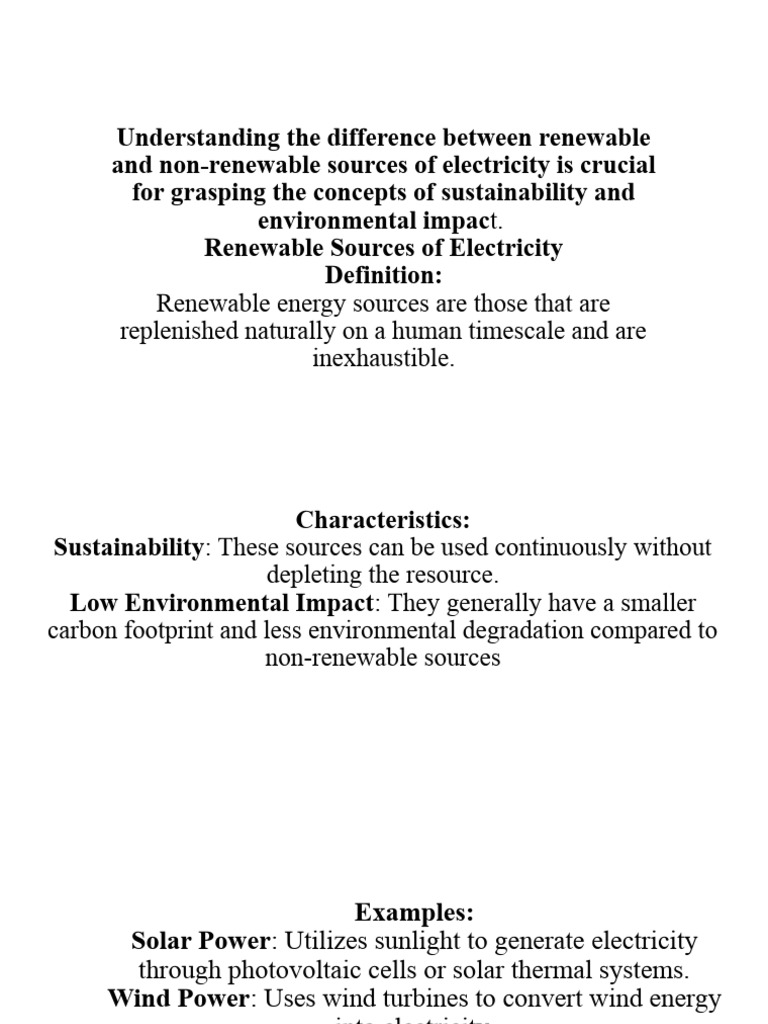 Renewable vs Non-Renewable Electricity Sources | PDF | Renewable Energy ...