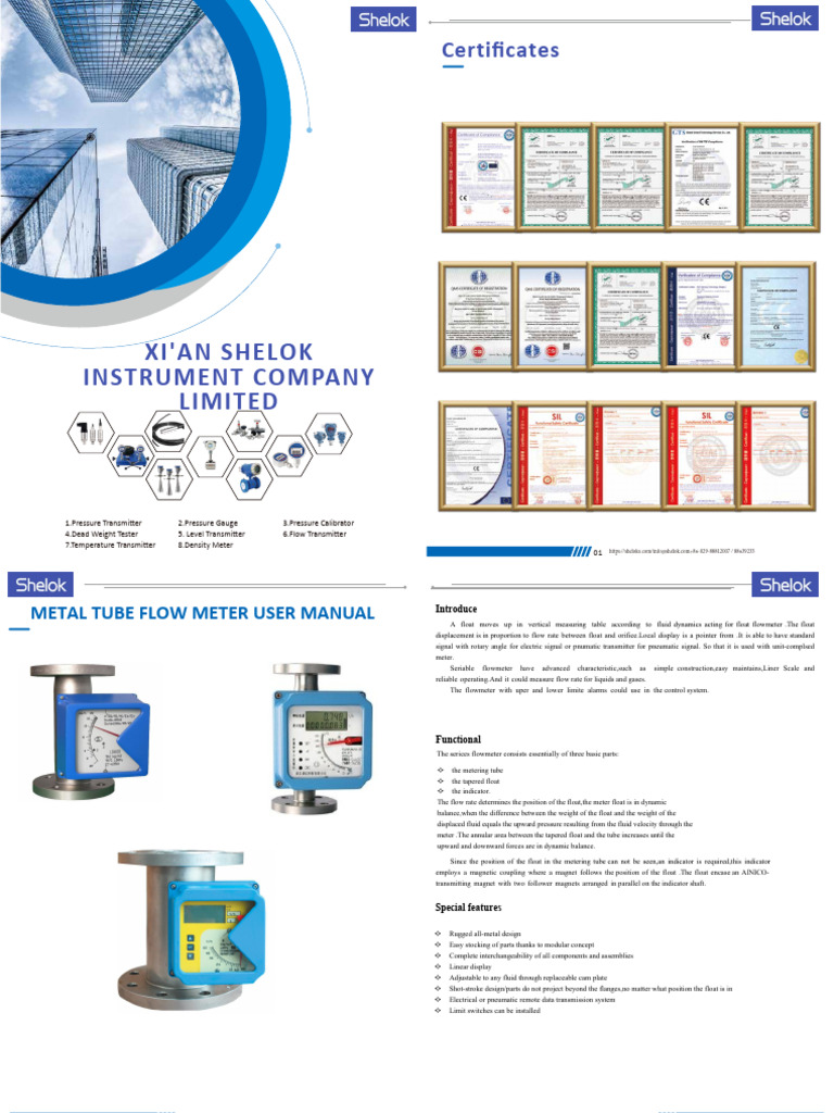 Metal Tube Flow Meter User Manual | PDF | Flow Measurement | Buoyancy