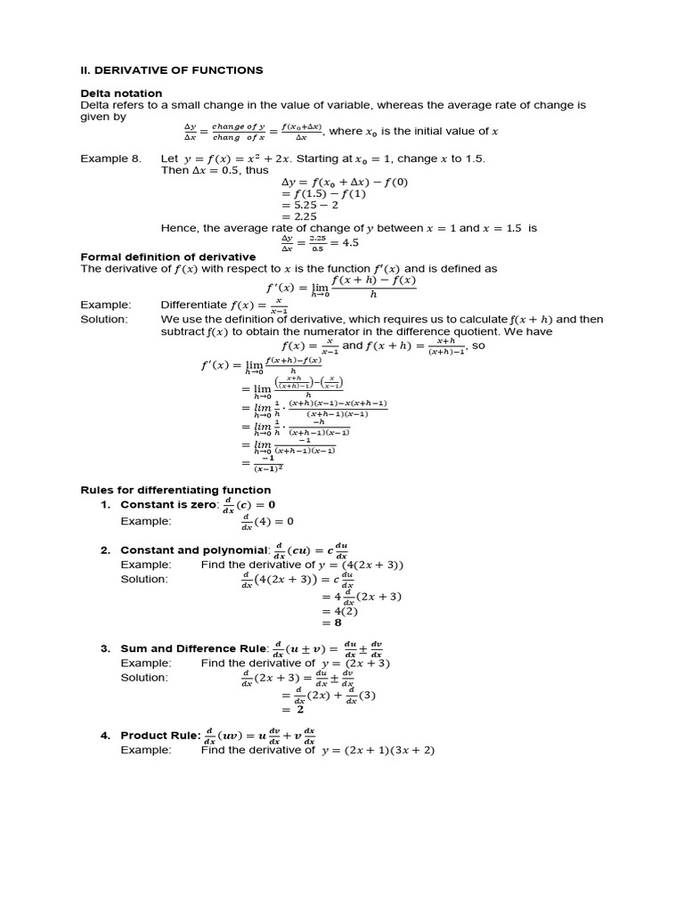 Rules of Differentiation | PDF | Derivative | Analysis